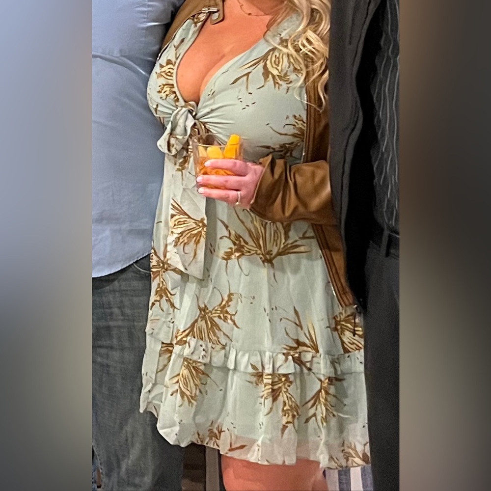 Sage Deep V-neck Dress